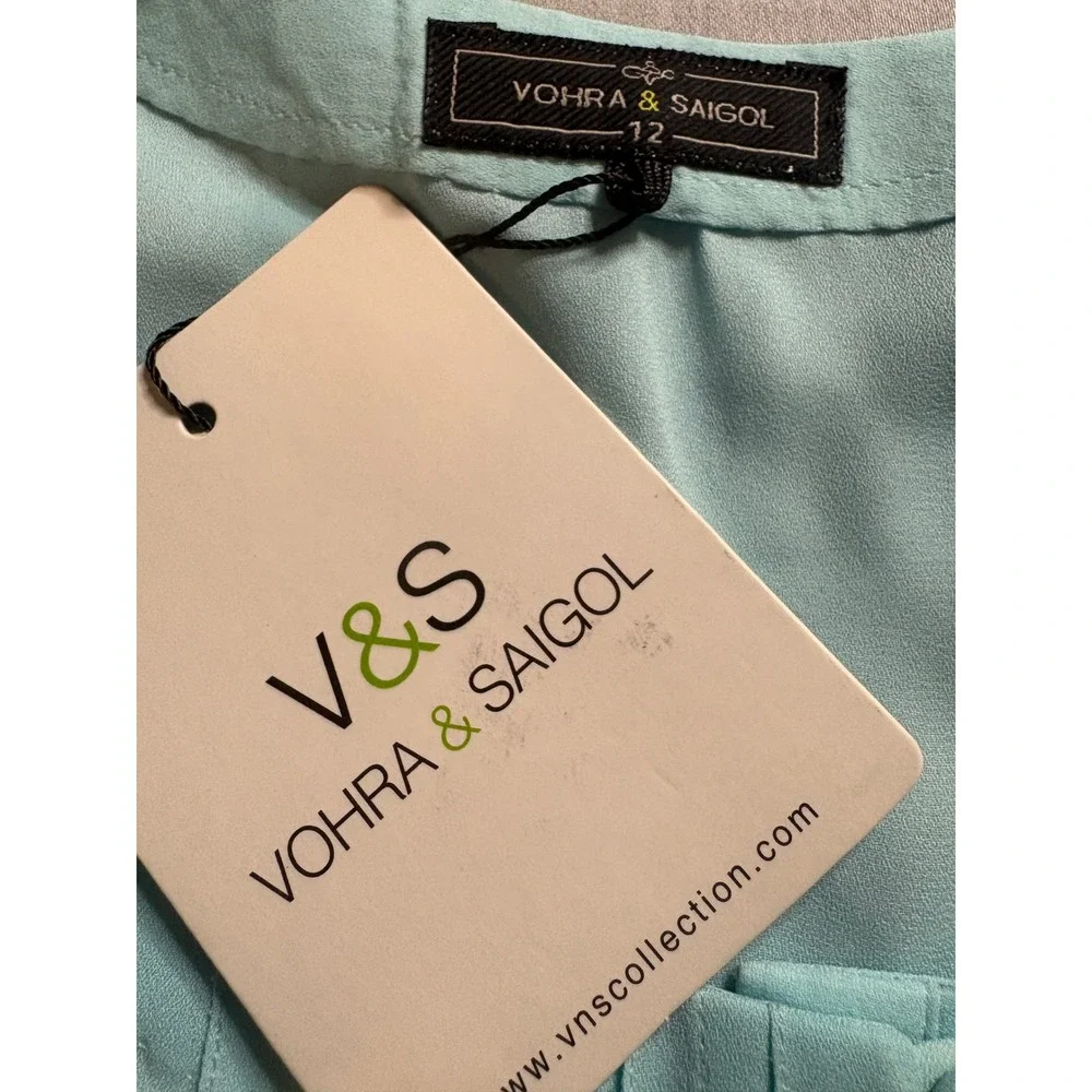 Vohra & Saigol Women Lt. Blue Pintuck Button Front Long Sleeve Maxi Dress Sz 12 - Picture 5 of 8